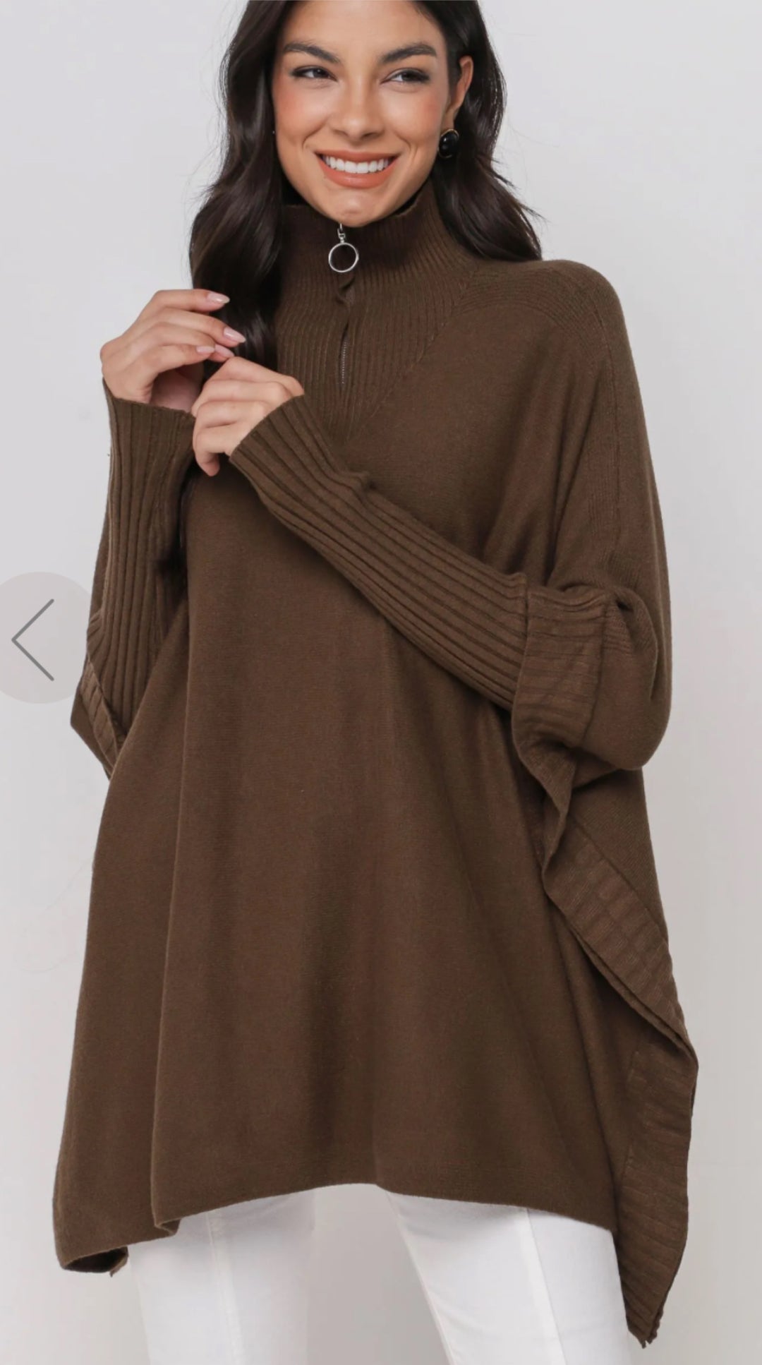 Sanna - Strik poncho brun - One Size